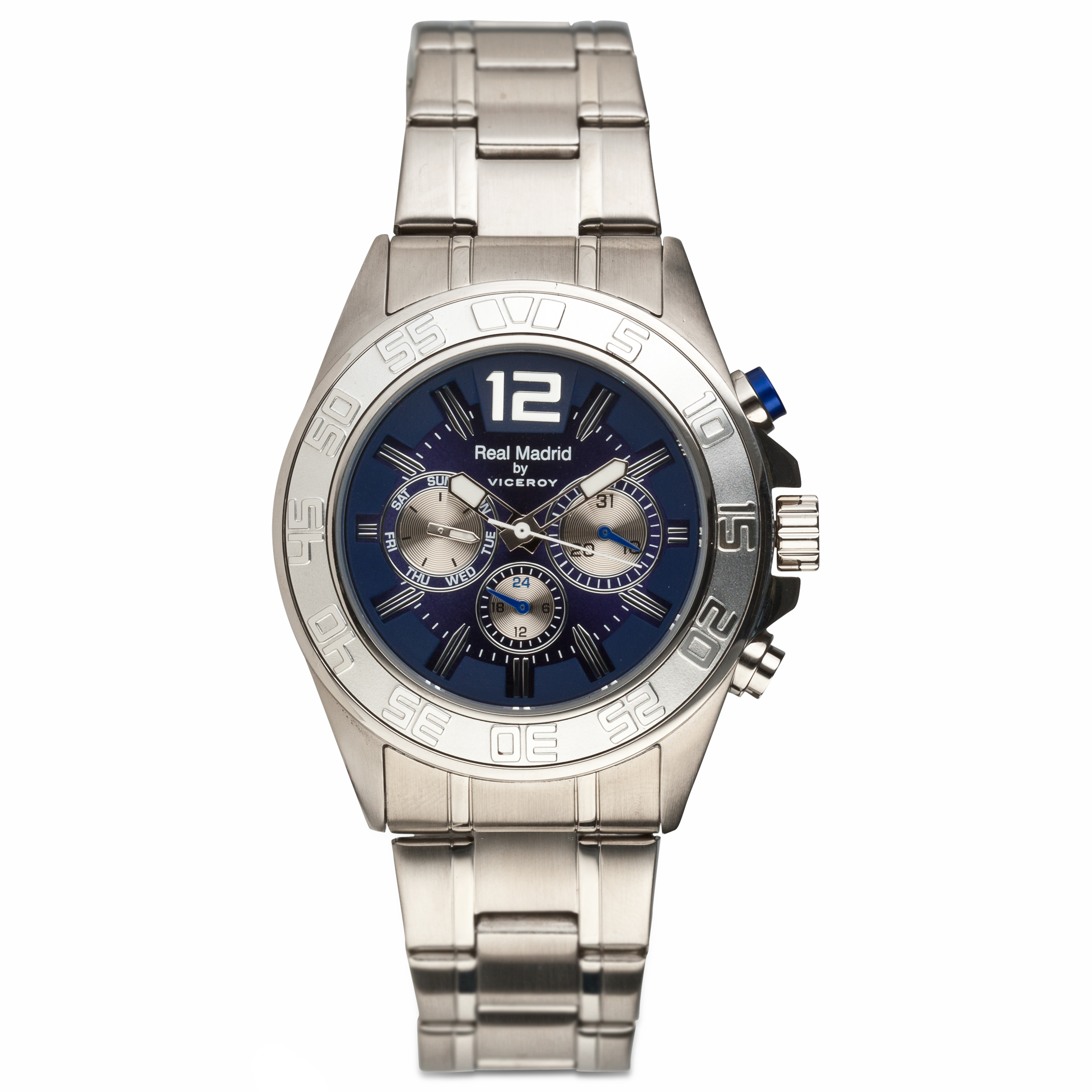 Reloj con correa de acero inoxidable y esfera morada/dorada Real Madrid