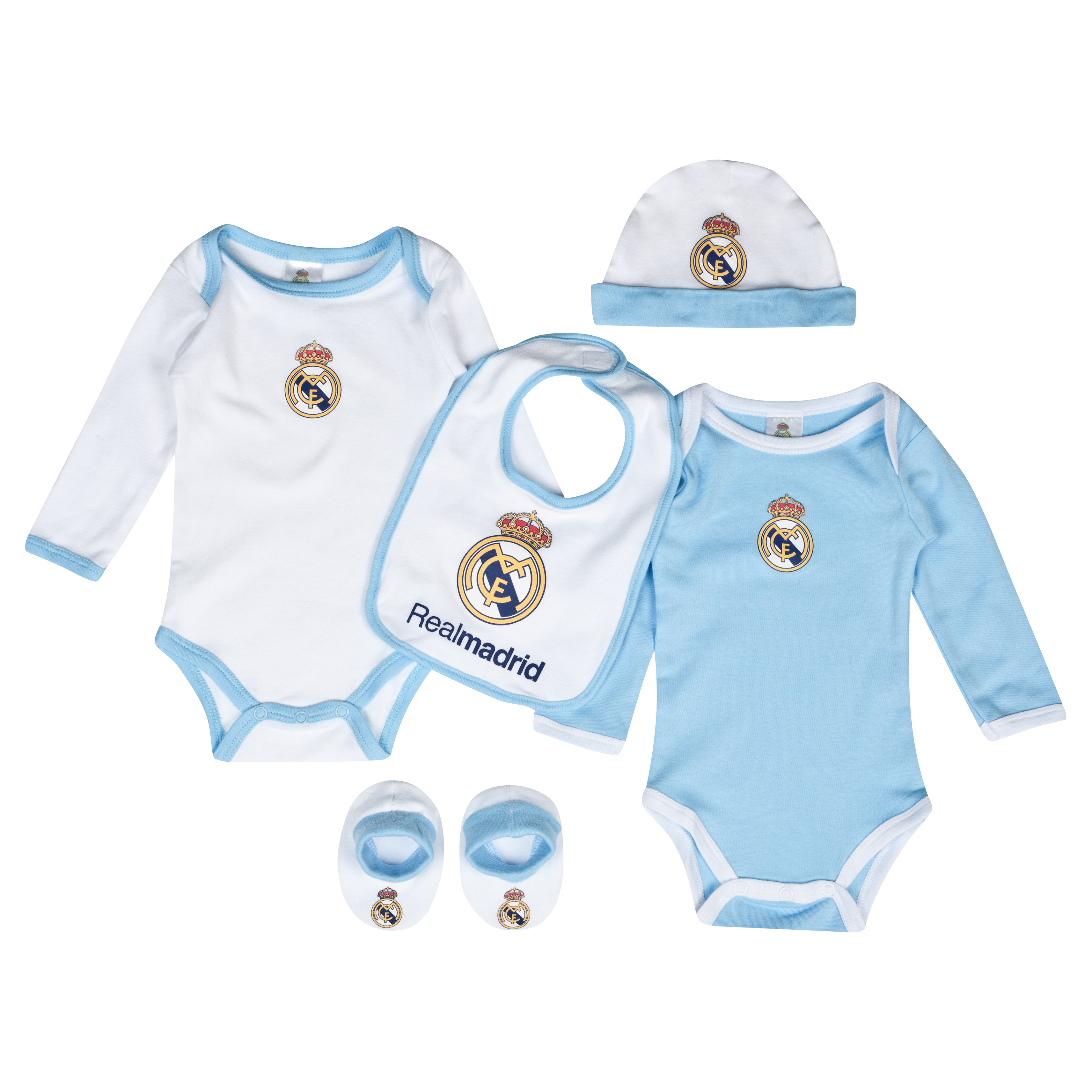Real Madrid 5 Piece New Born Gift Set - Baby White