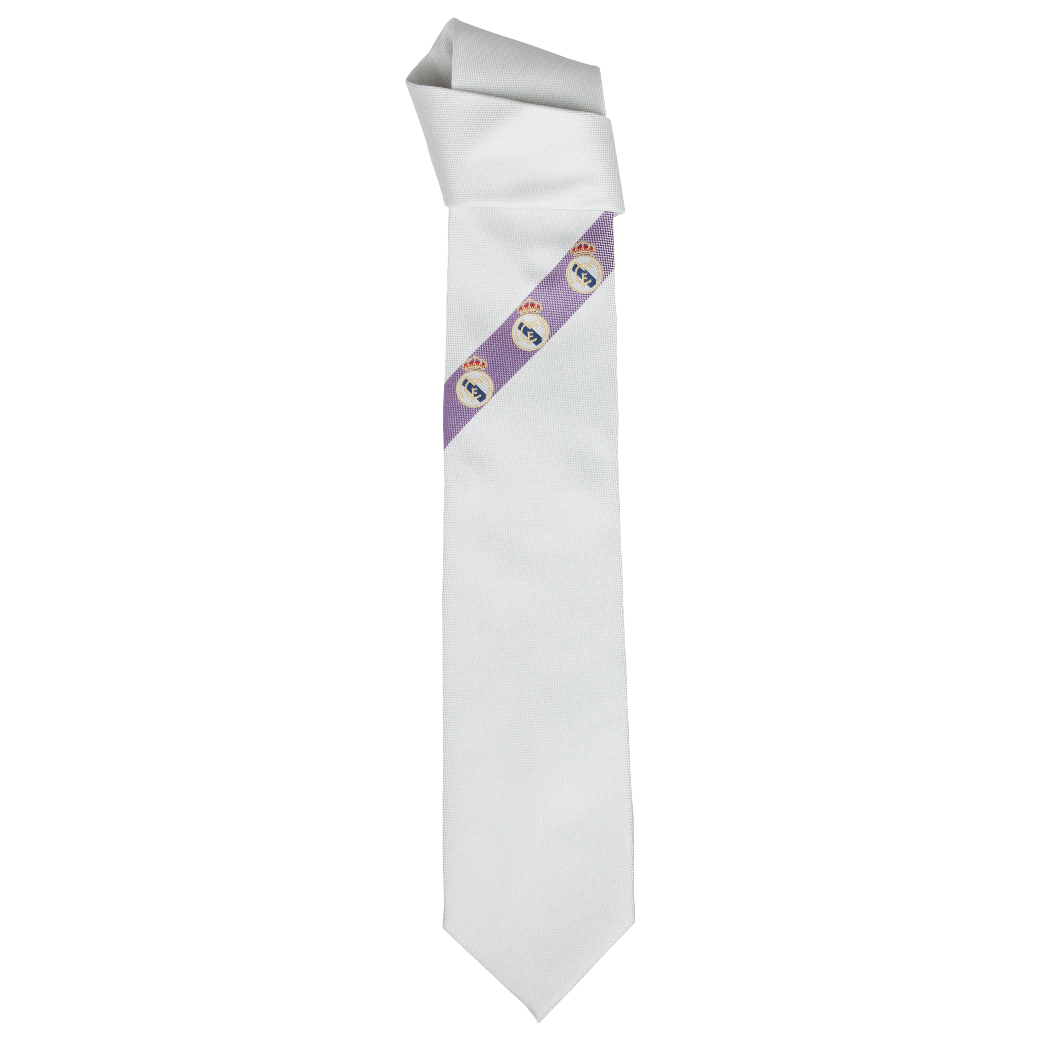 Real Madrid Corbata a Rallas con Tres Escudos  - Polyester
