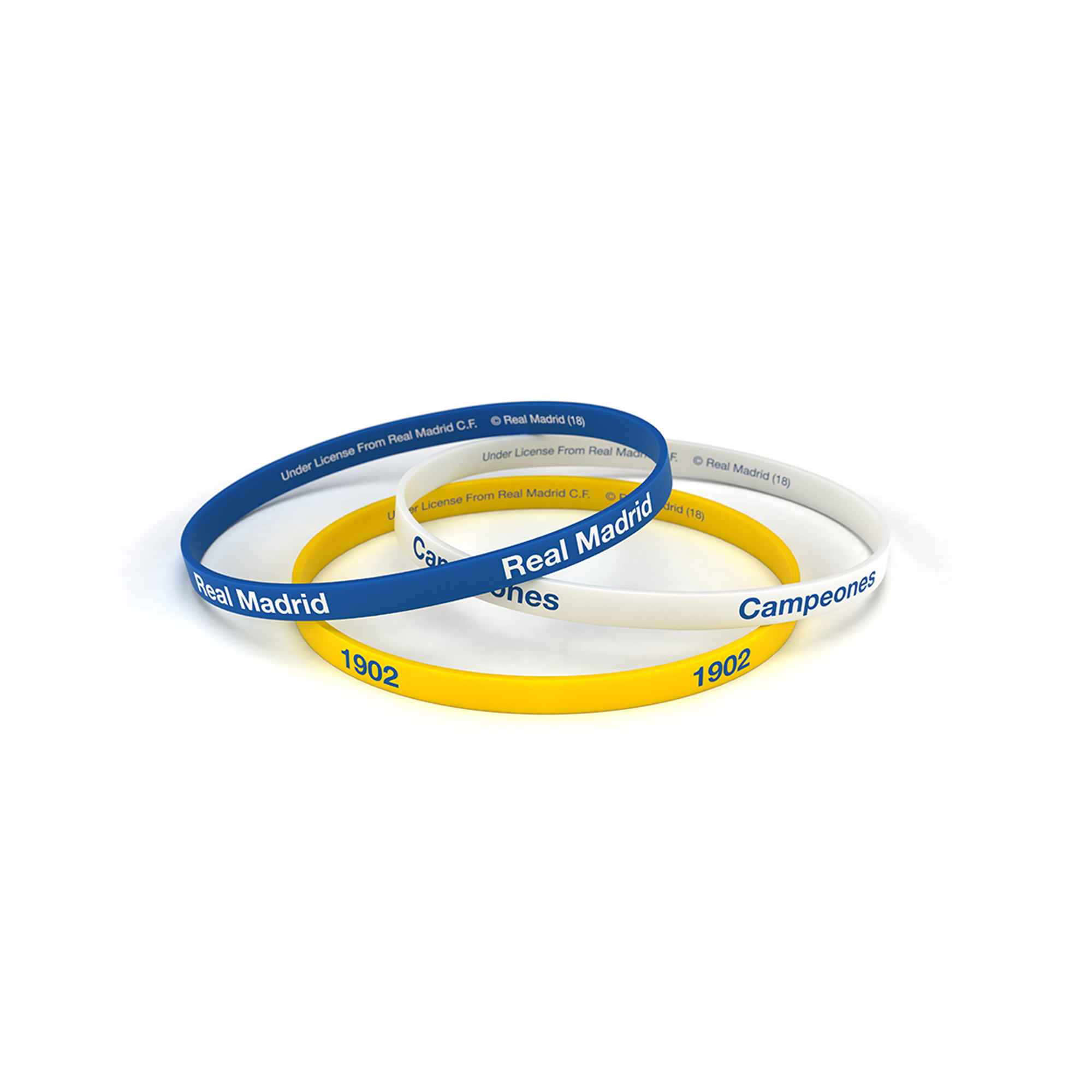 Real Madrid Tricolour Silicone Bracelet Set - Blue/White/Yellow - 3 Pack