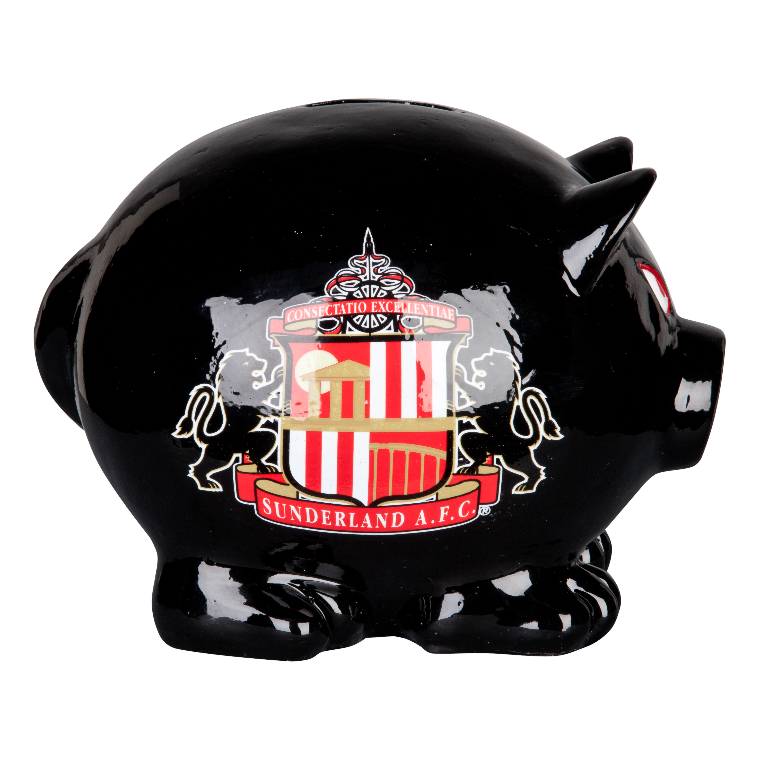 Sunderland Themed Black Cat Large Piggy Bank - 7x8.5inch