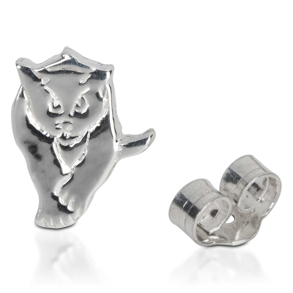 Sunderland Black Cat Stud Earring - Sterling Silver