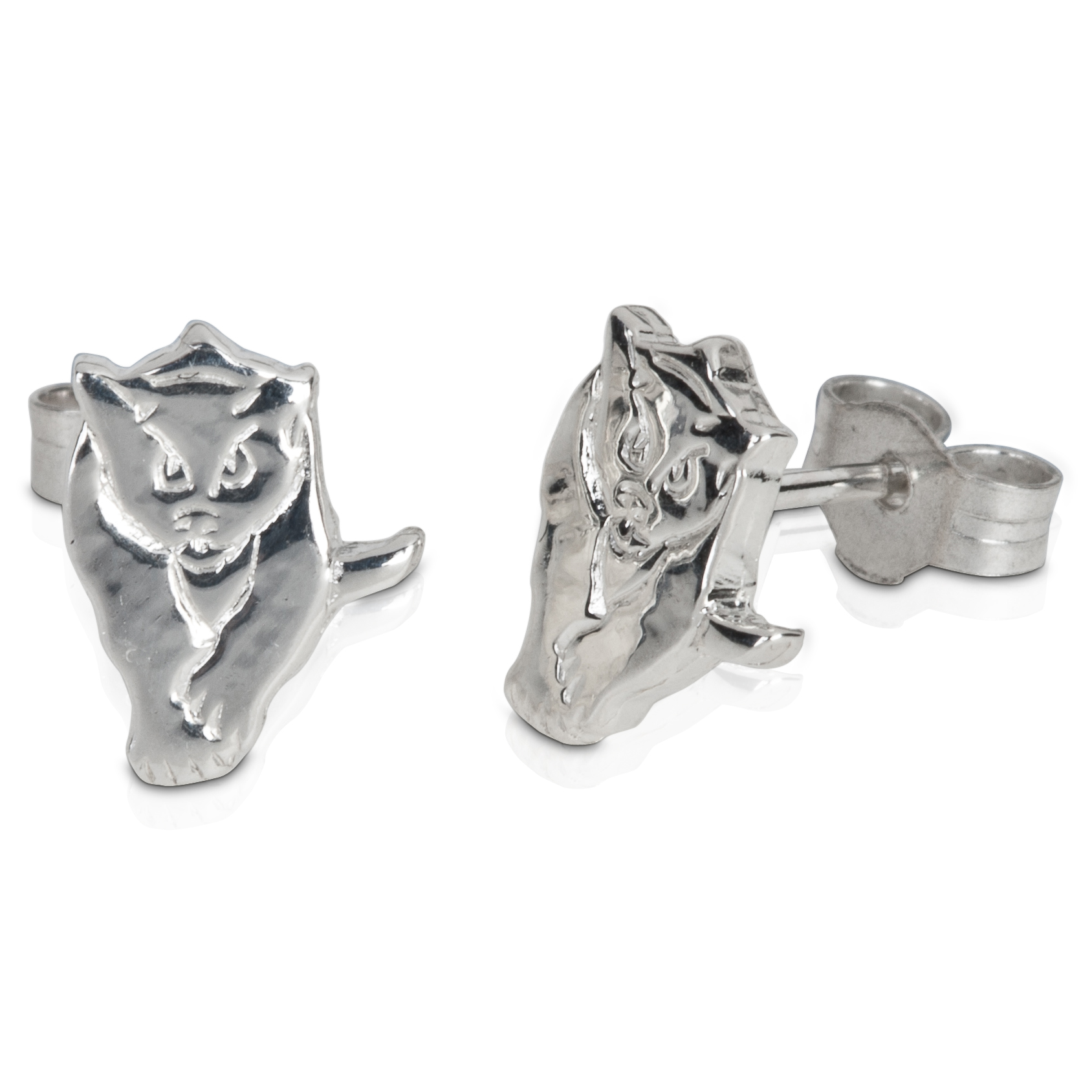 Sunderland Black Cat Stud Earring - Pair - Sterling Silver