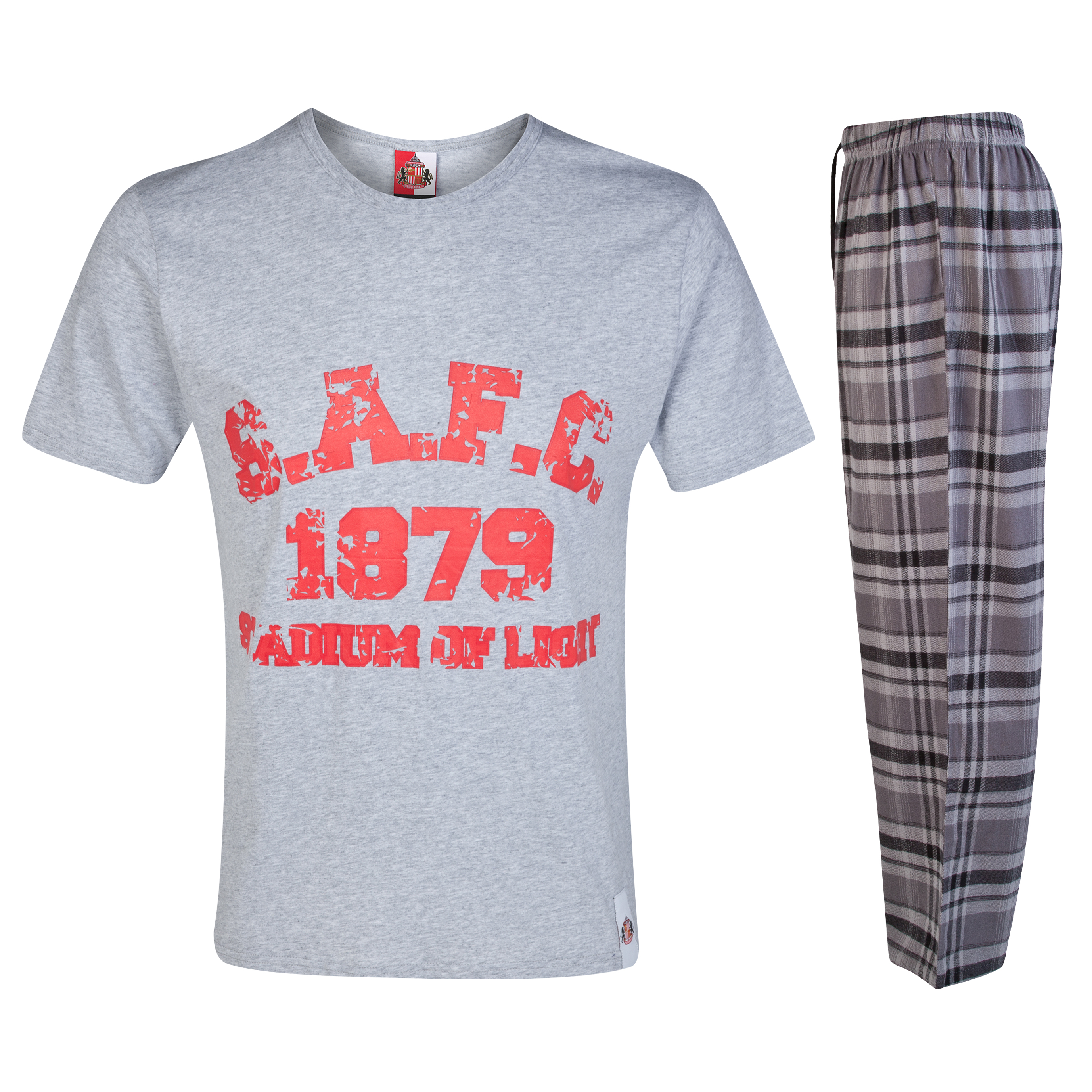 Sunderland Check SAFC Pyjamas-Grey/Red