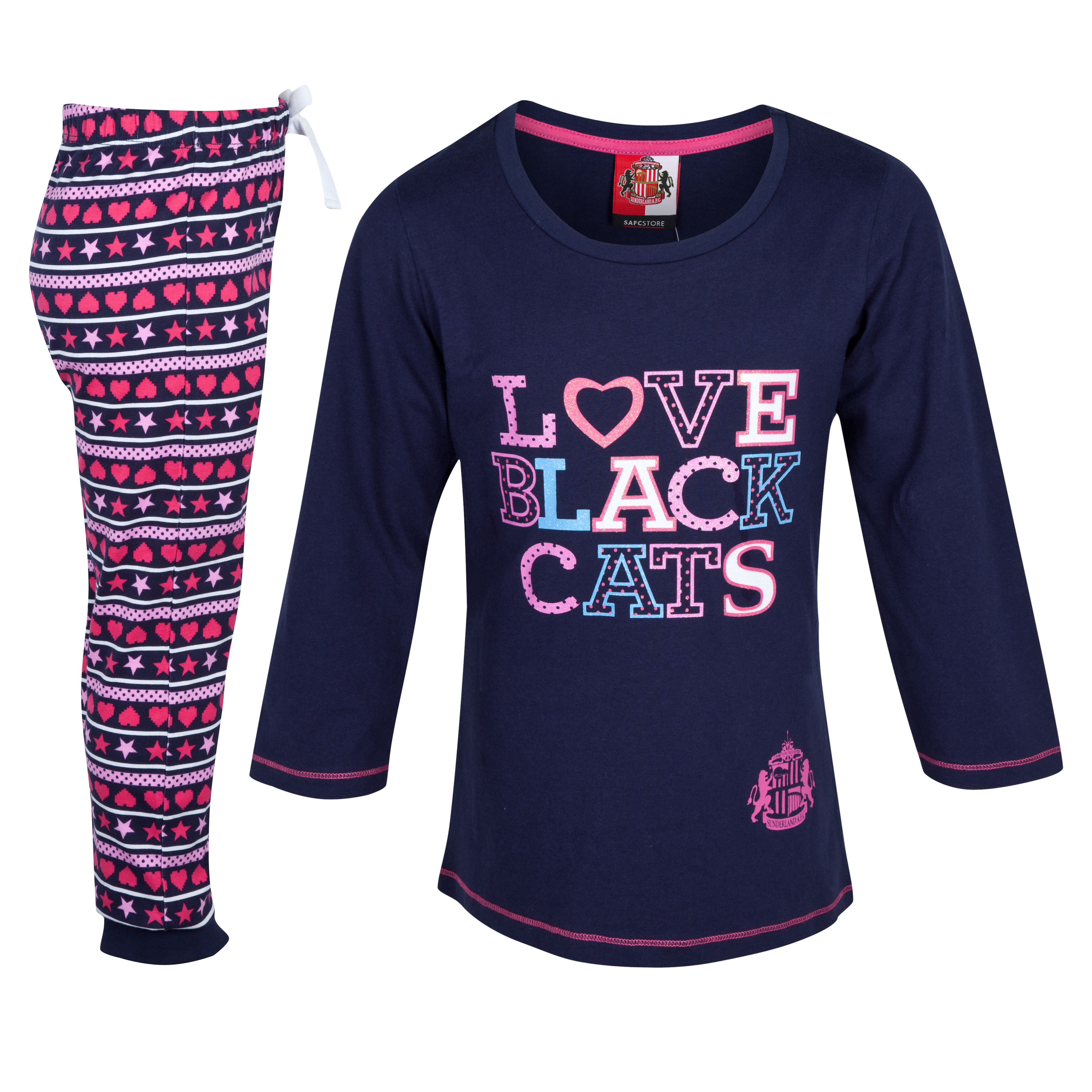 Sunderland Text Pyjama - Navy/Pink - Girls