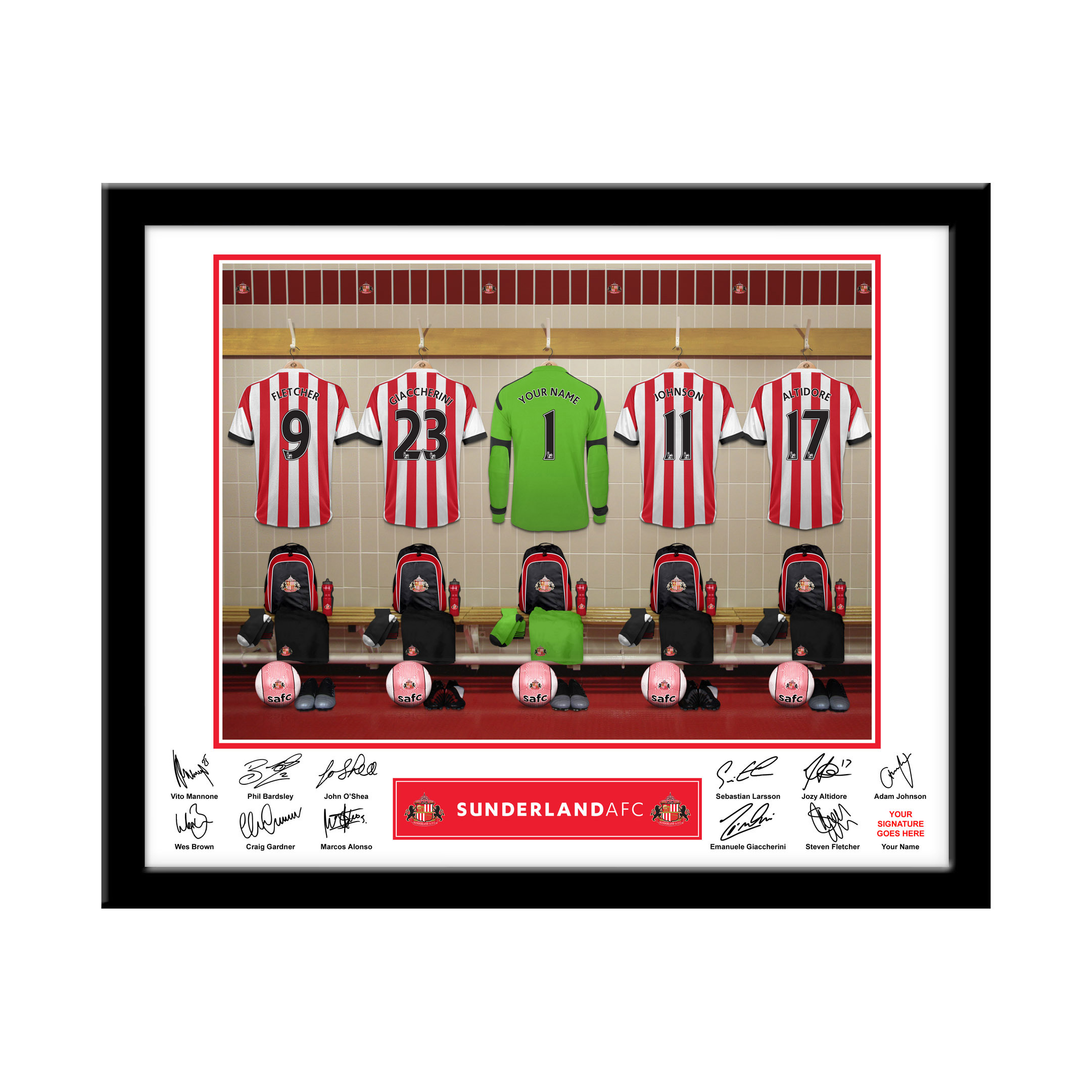 Sunderland Personalised SAFC Goal Keeper Dressing Room Photo Framed