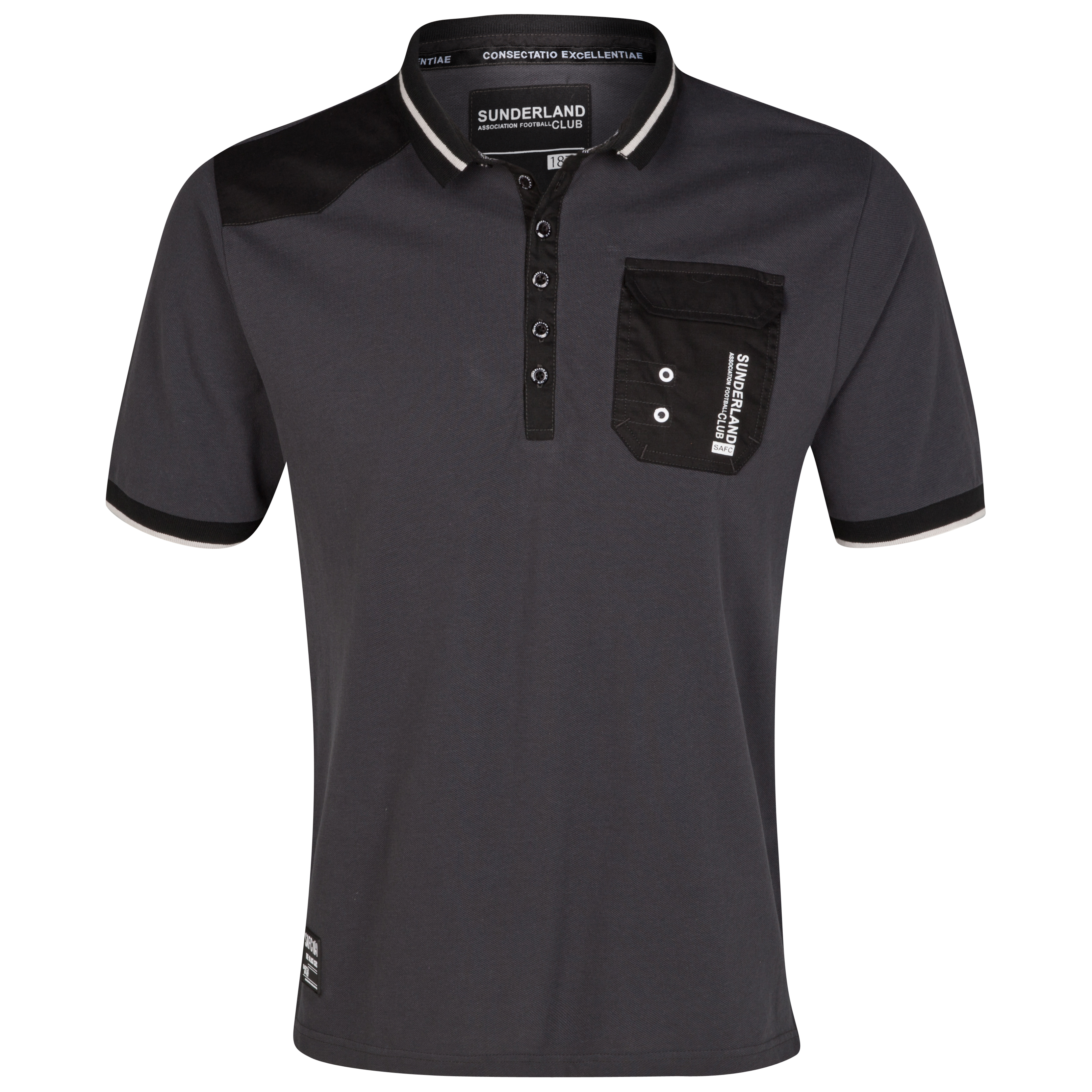 Sunderland Patched Polo Top - Charcoal