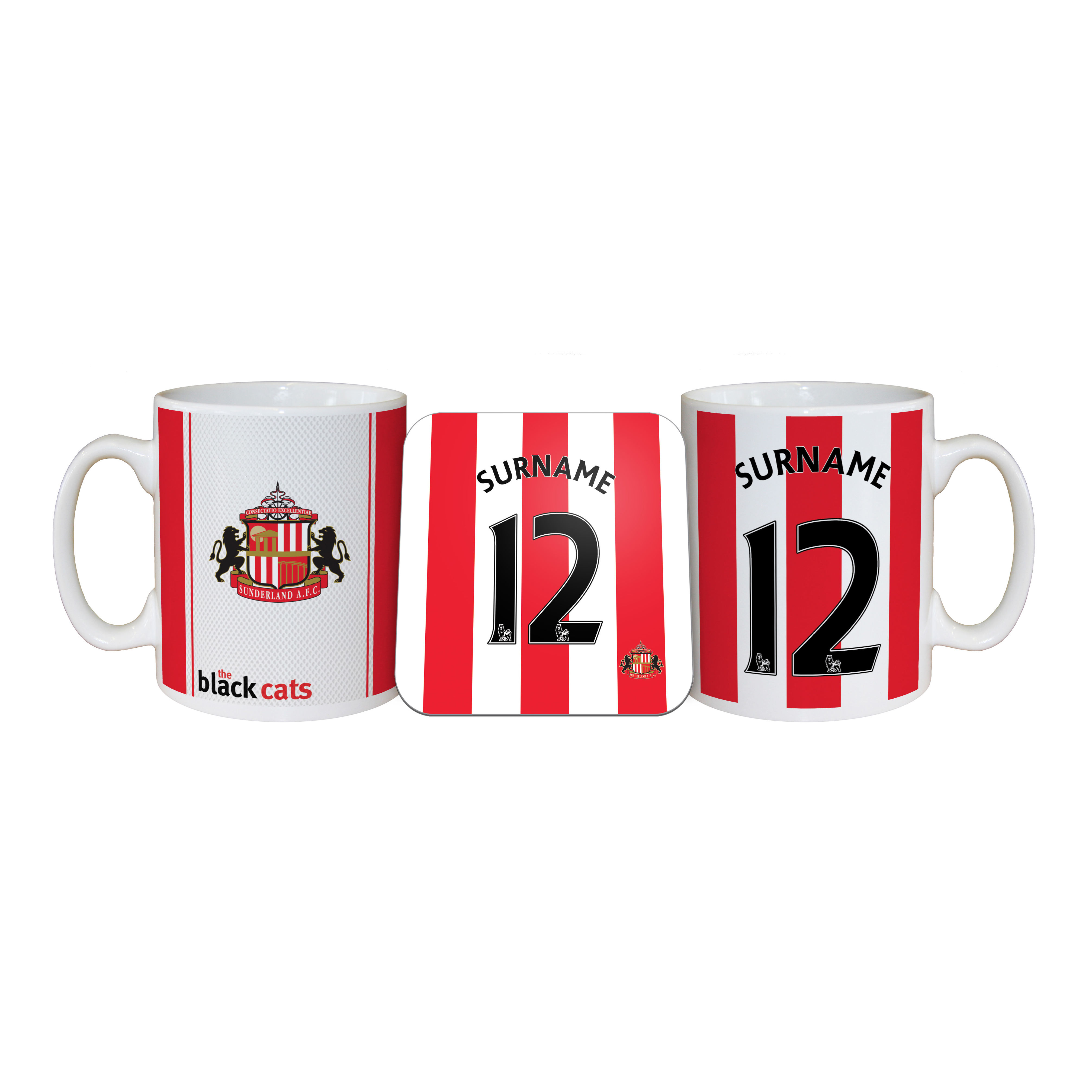 Sunderland Personalised Shirt Mug and Coaster Set