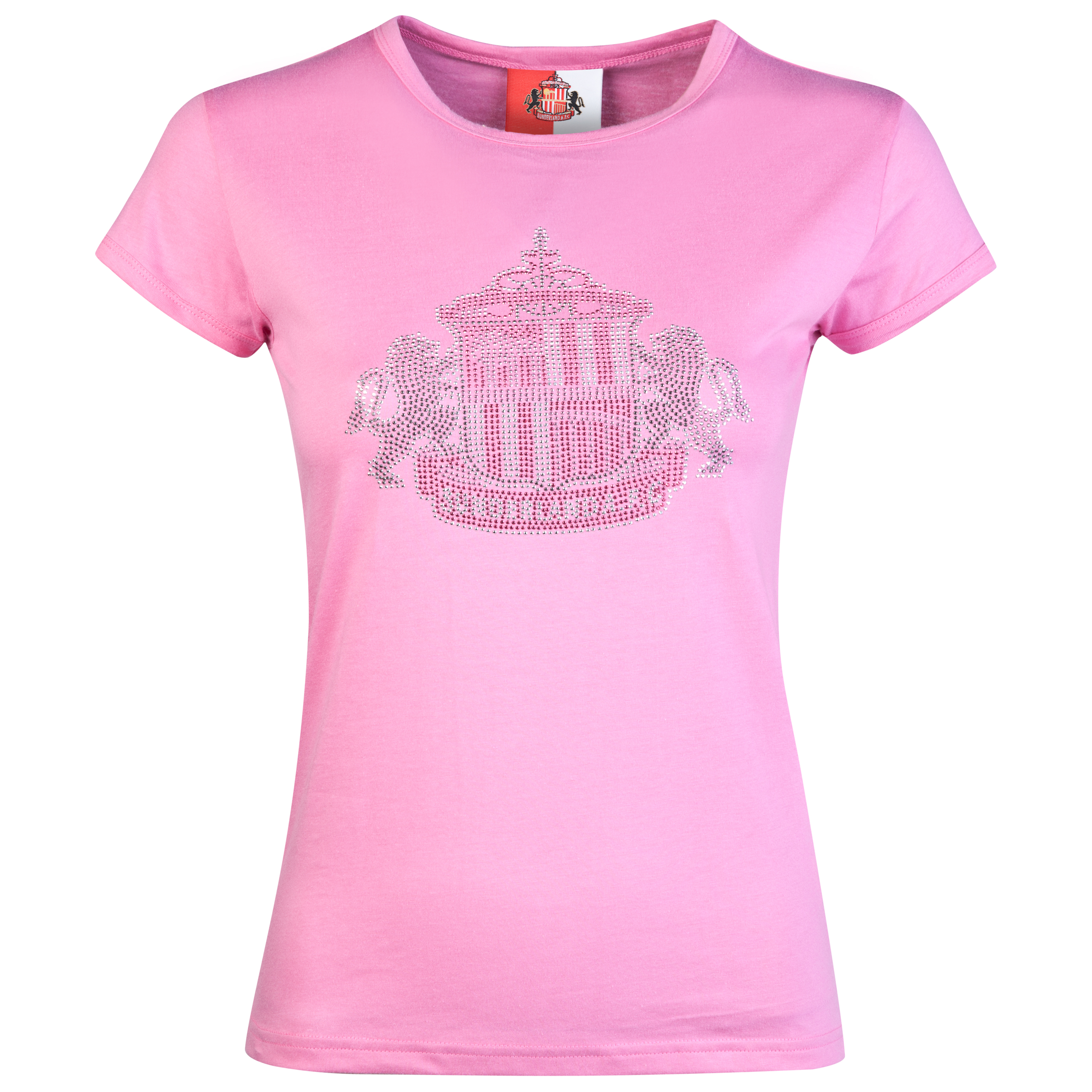 Sunderland Rhinestone Crest T-Shirt - Candyfloss Pink - Womens