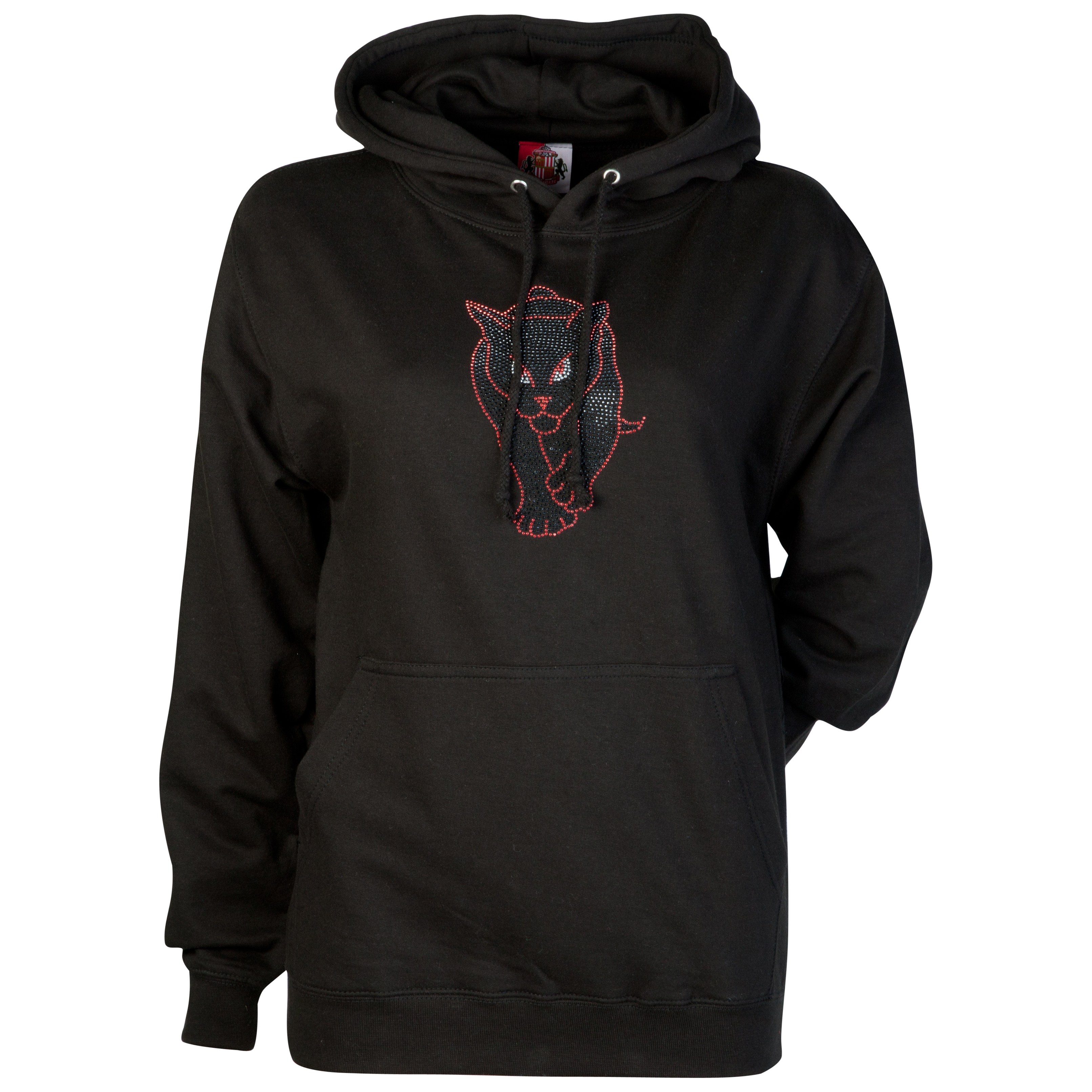 Sunderland Rhinestone Black Cat Hoodie - Black - Womens