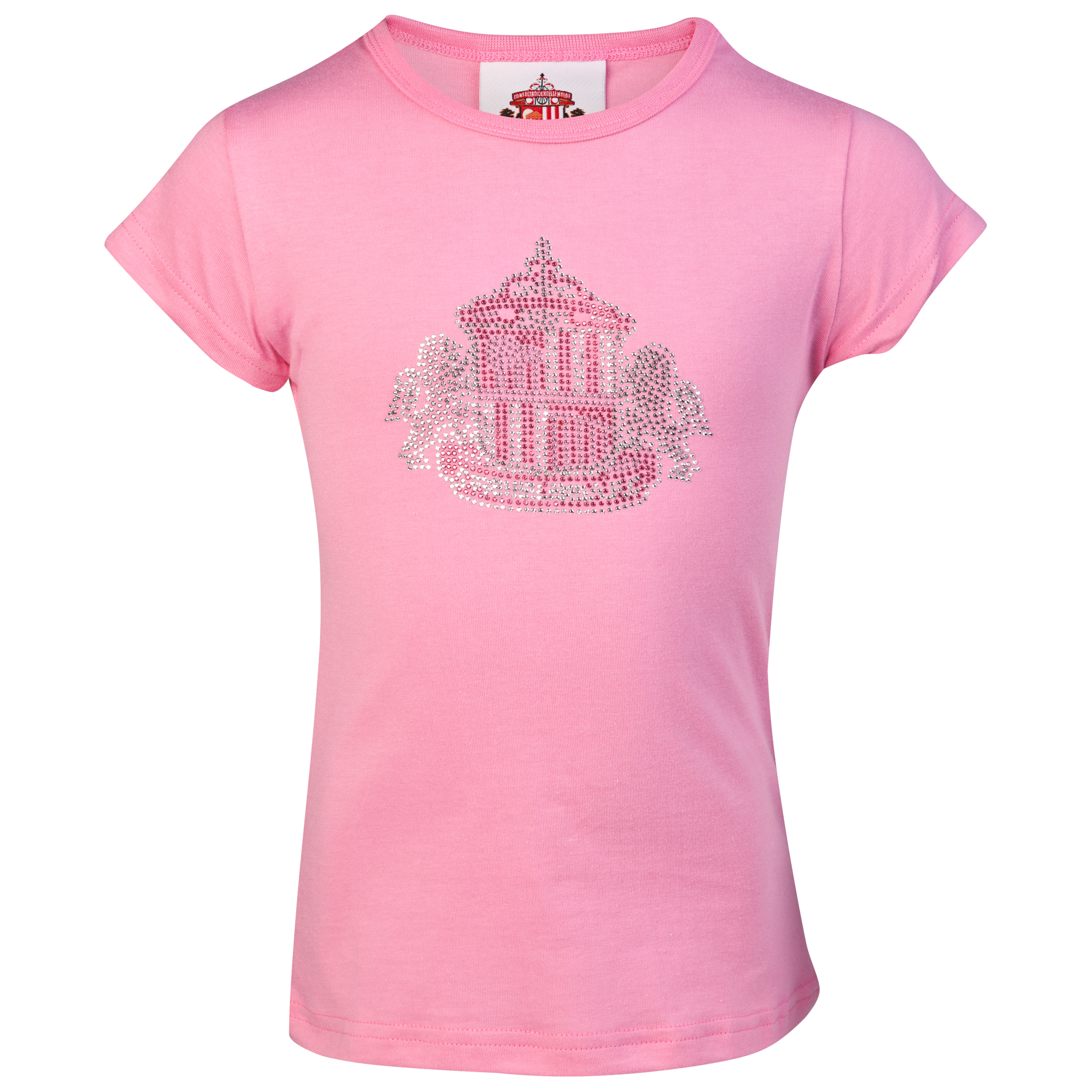 Sunderland Rhinestone Crest T-Shirt- Candyfloss Pink - Older Girls
