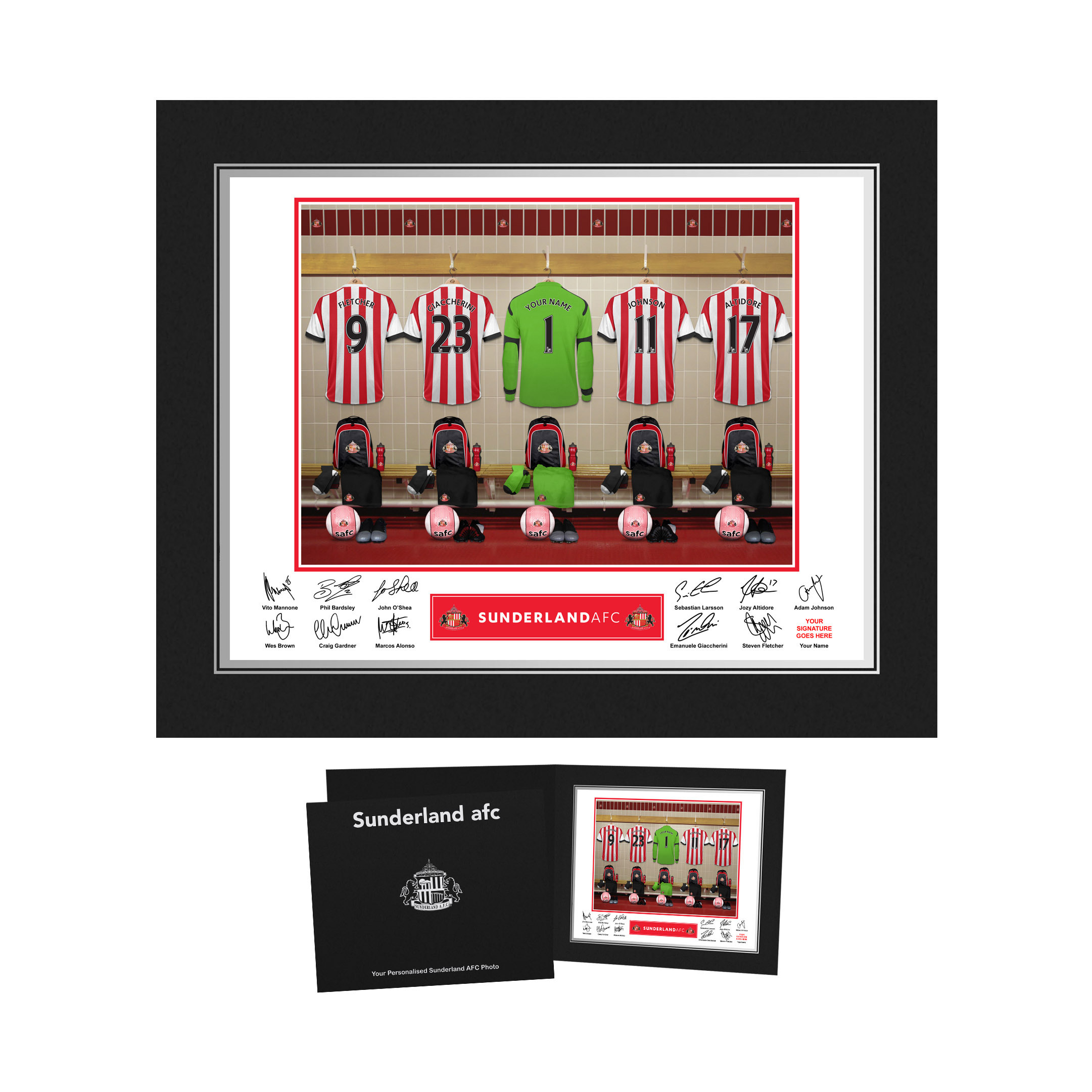 Sunderland Personalised Goal Keeper Dressing Room Photo in Presentation Folder