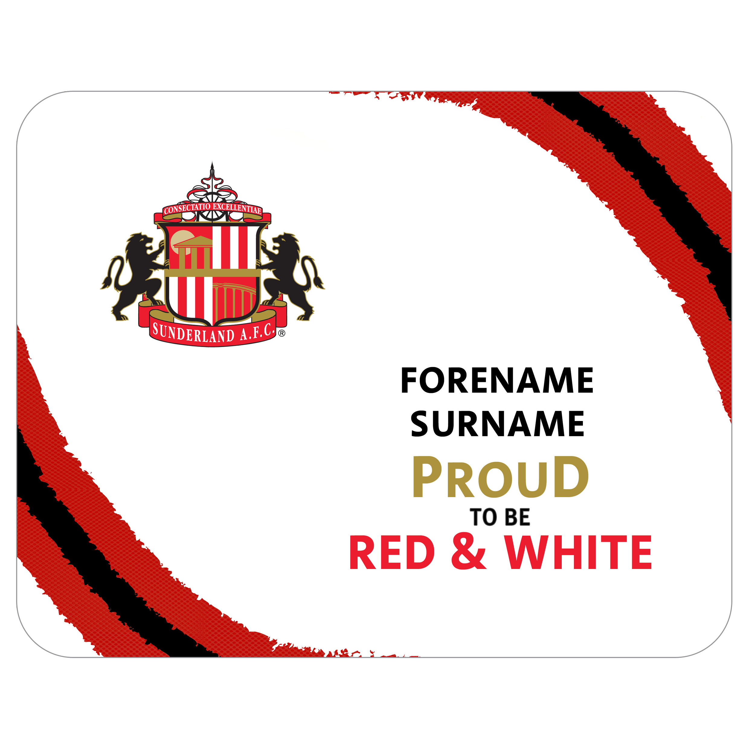 Sunderland Personalised Proud to be Red and White Mouse Mat