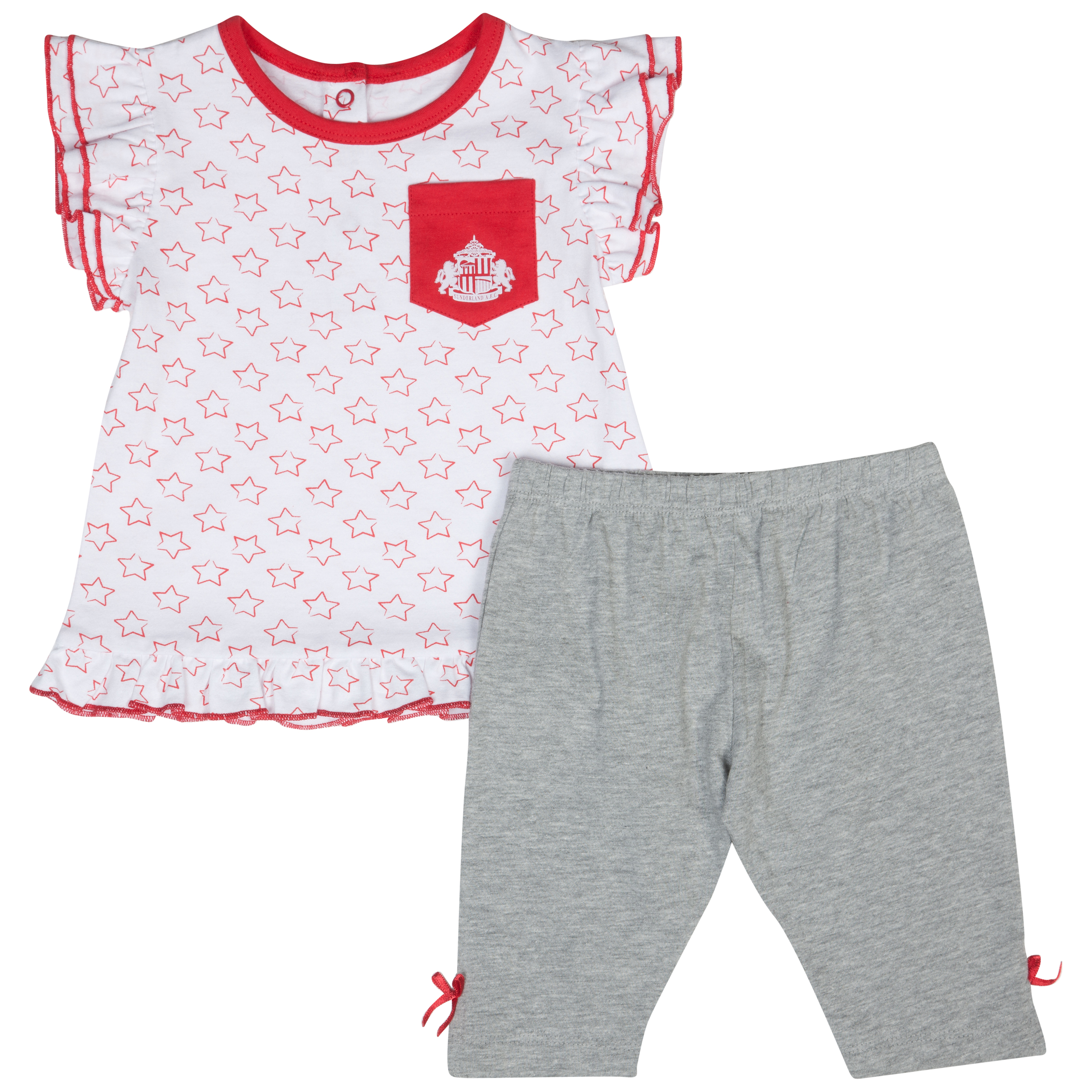 Sunderland Stars 2 Piece Set - White/Red/Grey - Baby