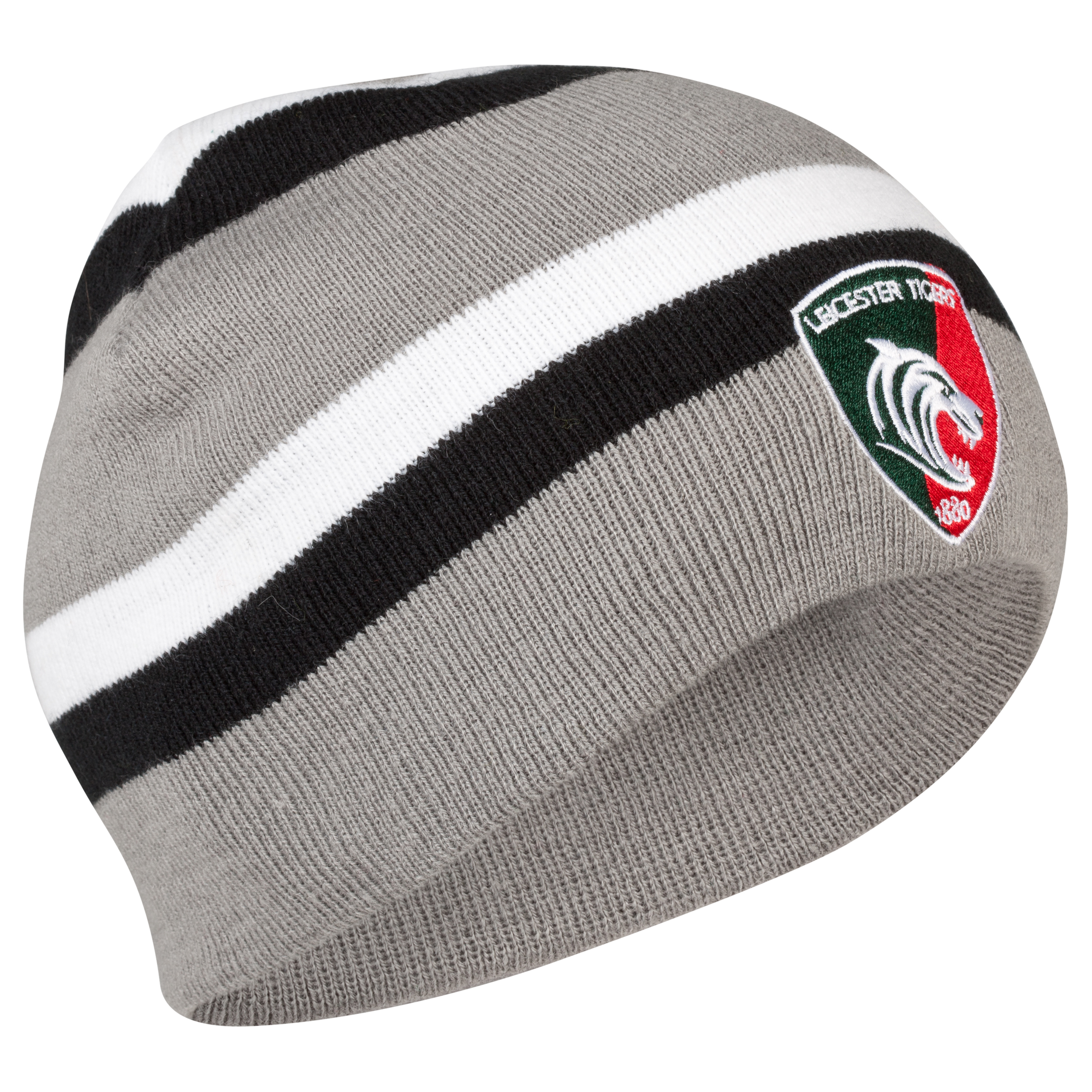 Leicester Tigers Acrylic Striped Beanie Black
