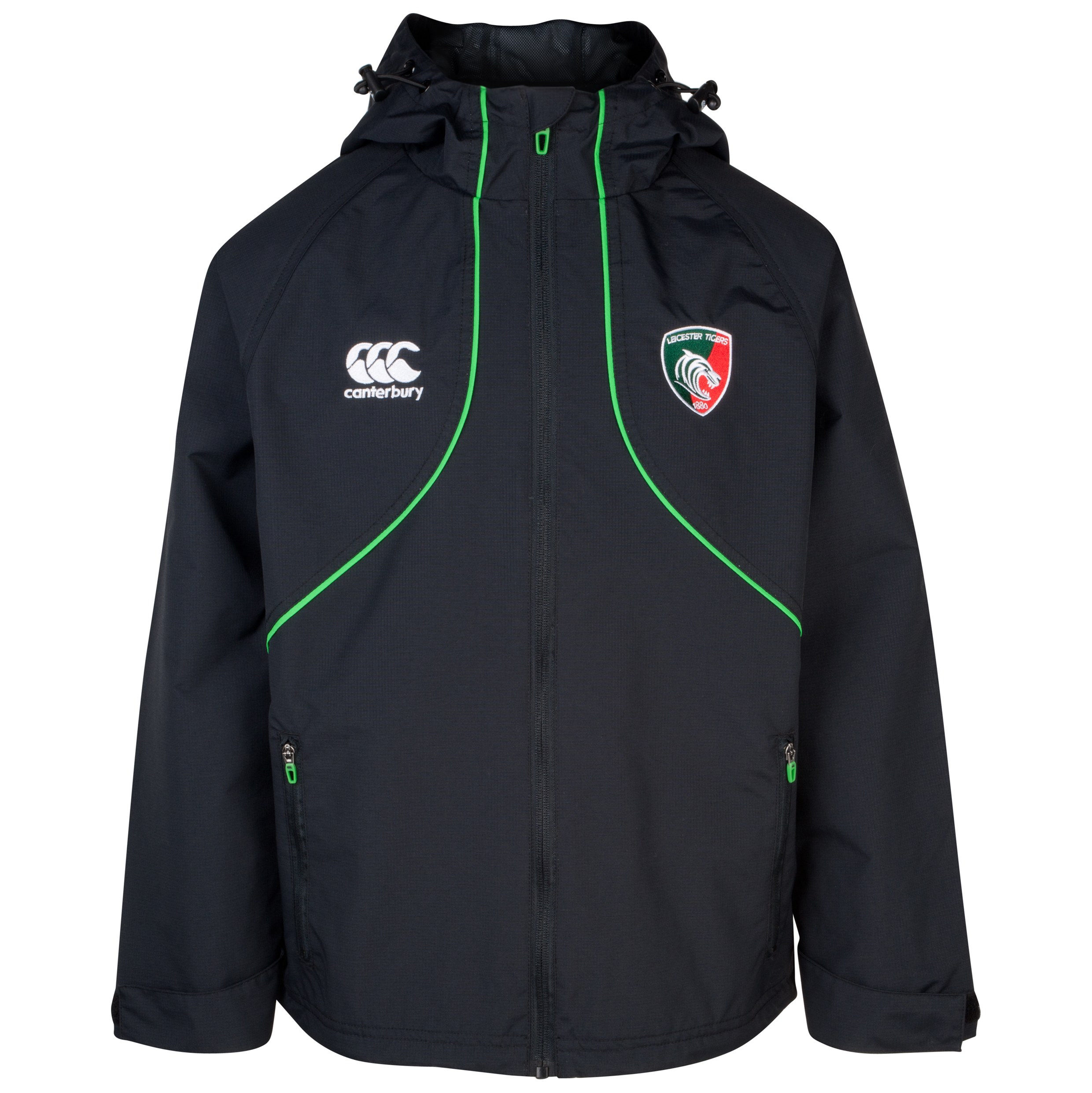 Leicester Tigers Full Zip Rain Jacket - Junior Grey