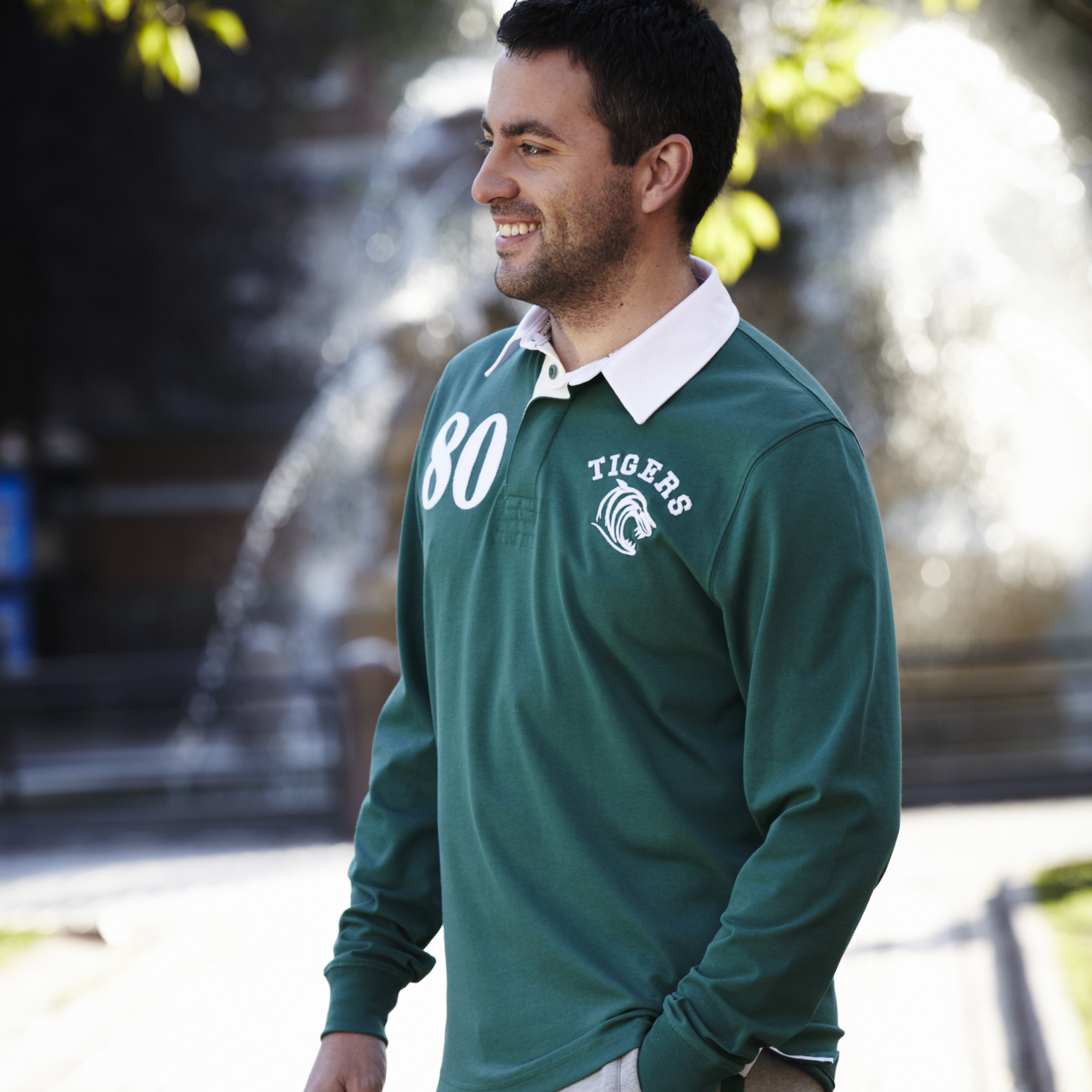 Leicester Tigers Turner L-S Rugby Top - Green-Optic White