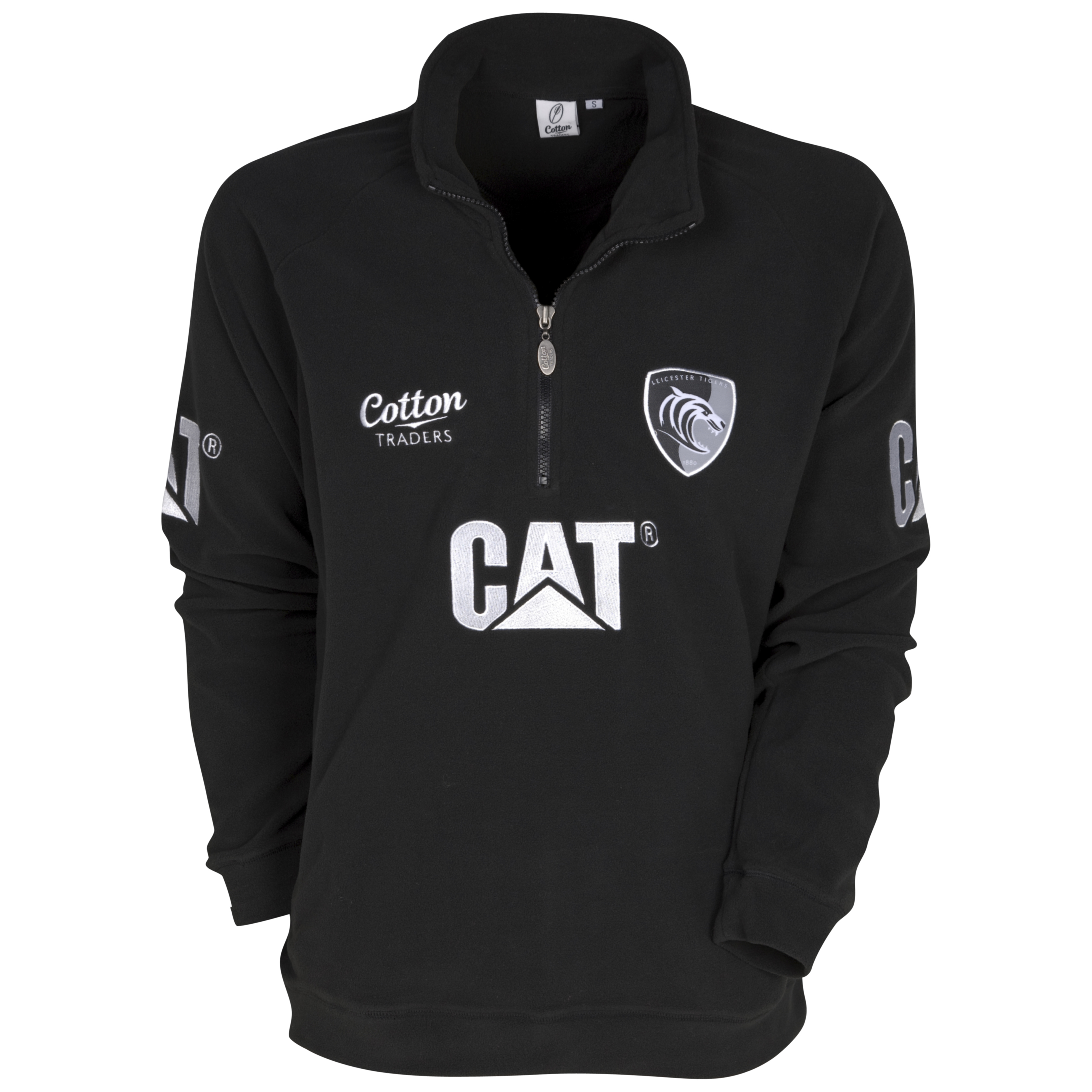 Leicester Tigers Half Zip Fleece 11-12 - Black