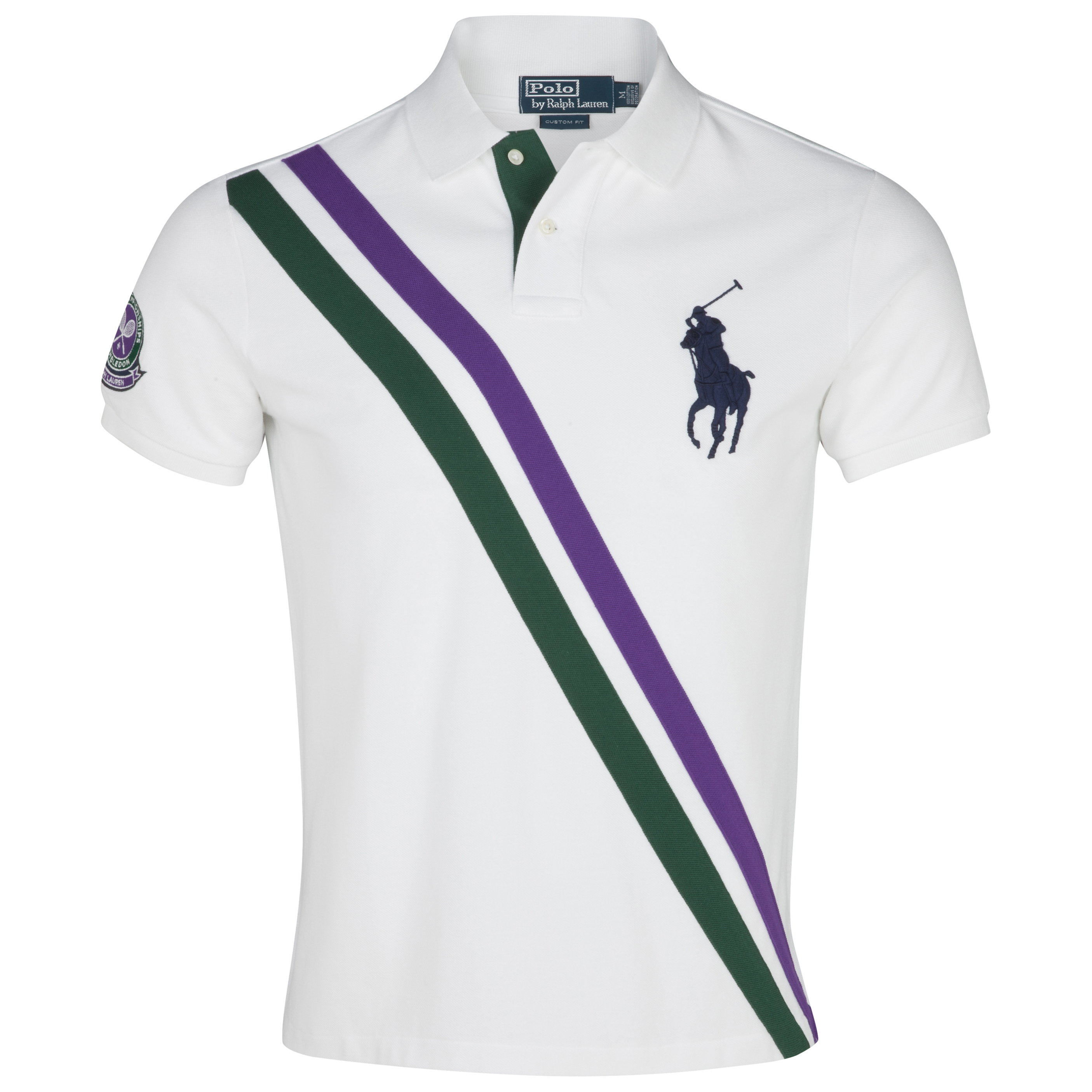 Polo Ralph Lauren Wimbledon Short Sleeve Polo - Oxford White/Northwest Pine/Purple