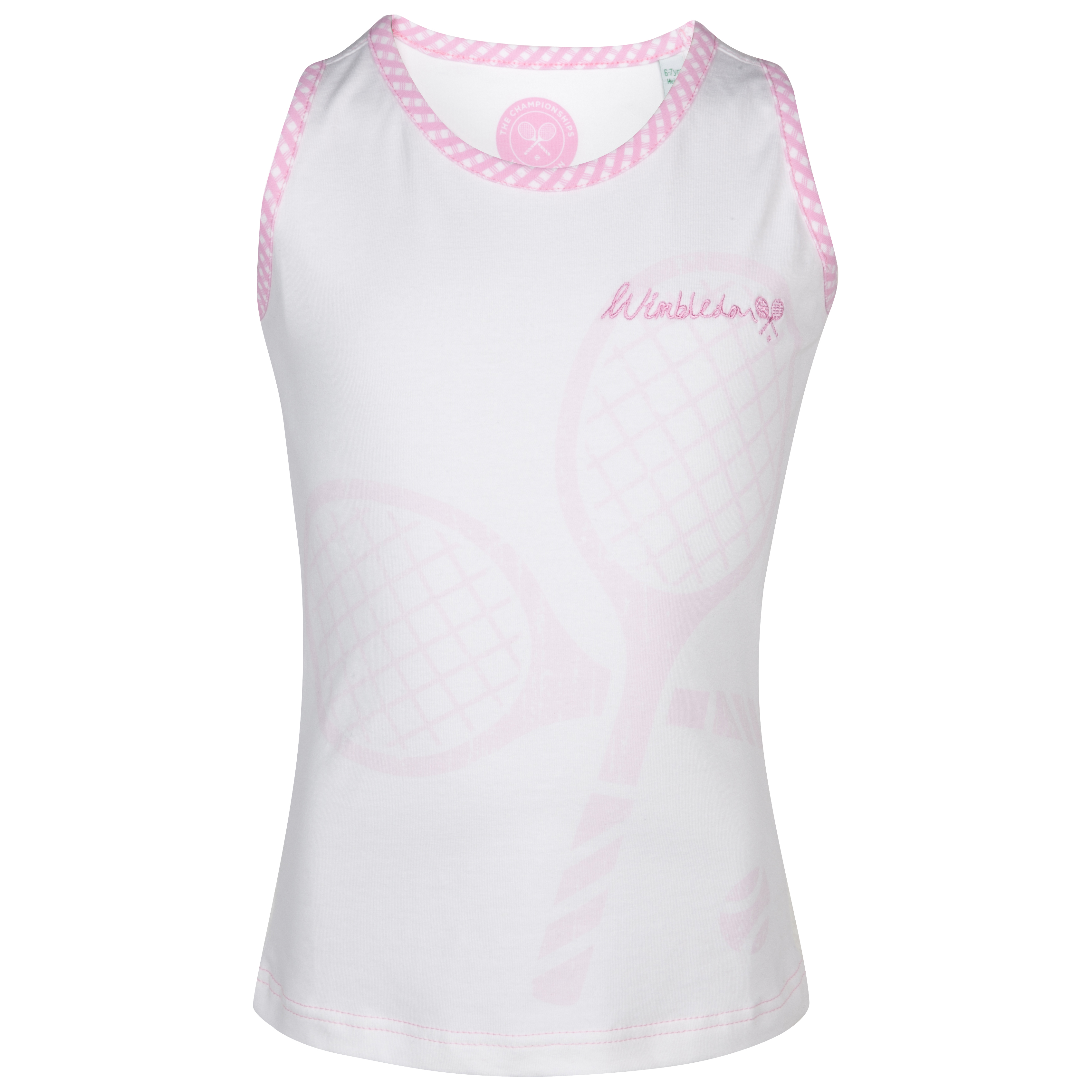 Wimbledon Sleeveless Tennis Top - Girls - White