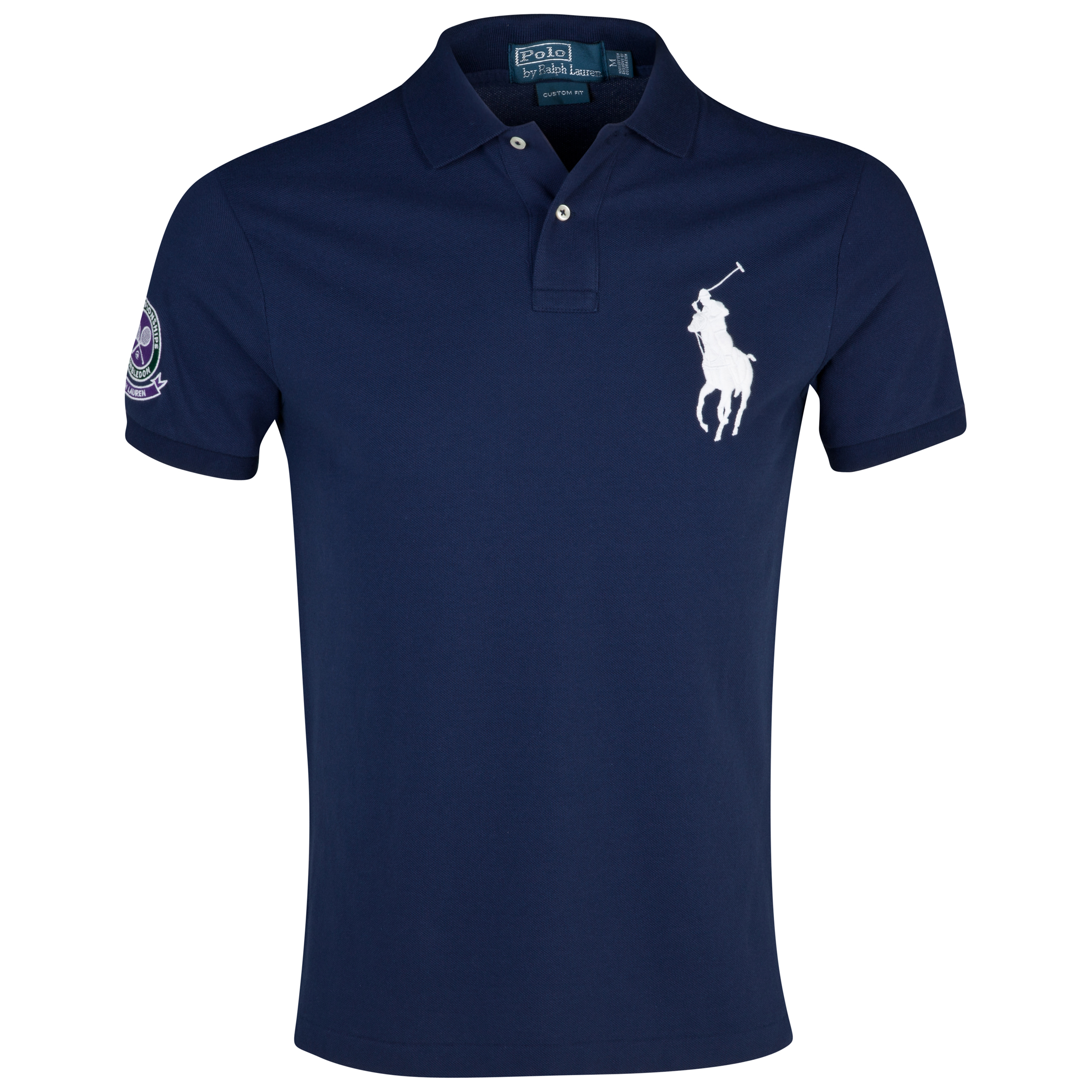 Wimbledon Polo Ralph Lauren Wimbledon Custom Fit Solid Weathered Mesh Polo Navy