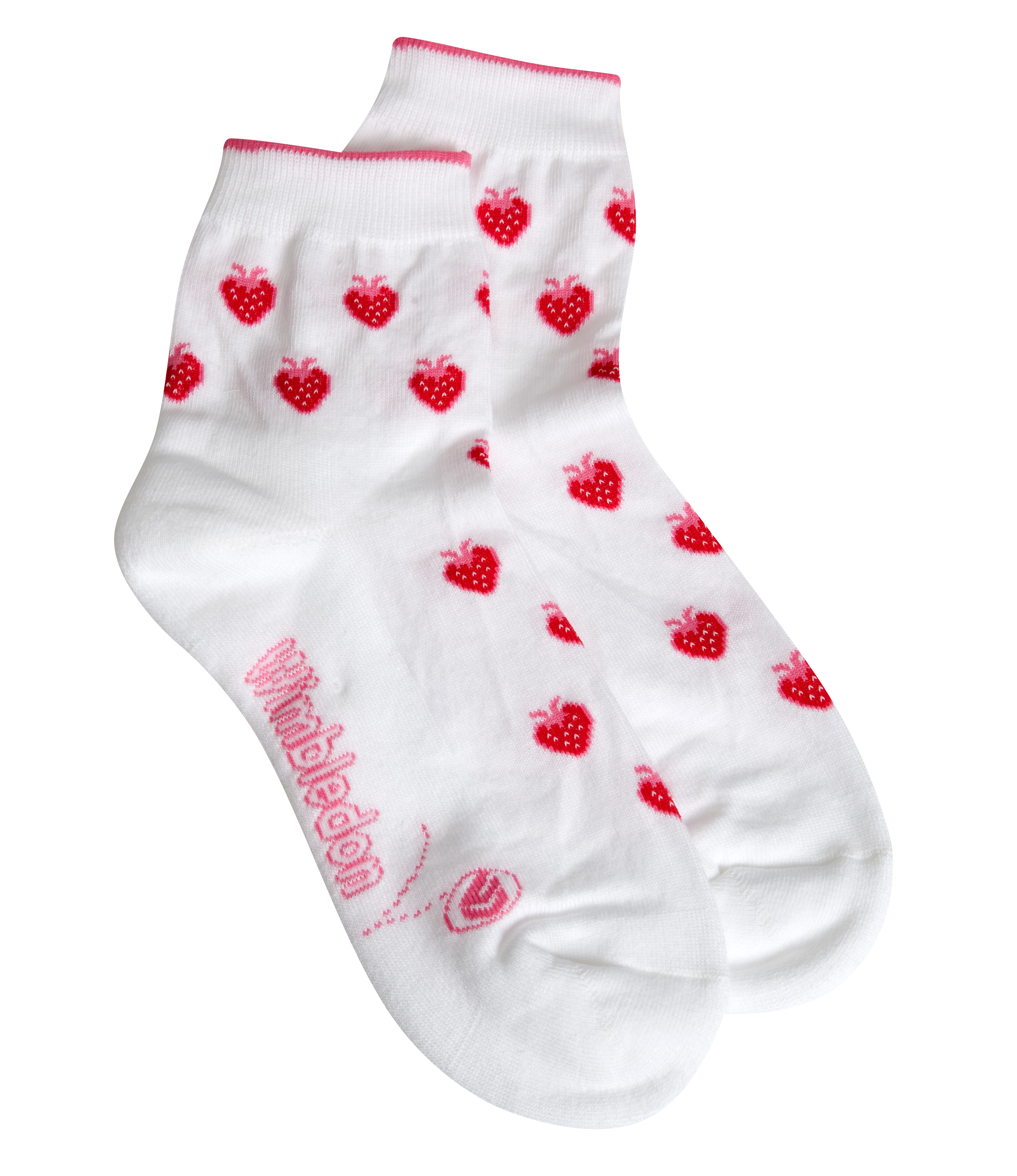 Wimbledon Strawberry Sock - White/Pink - Ladies