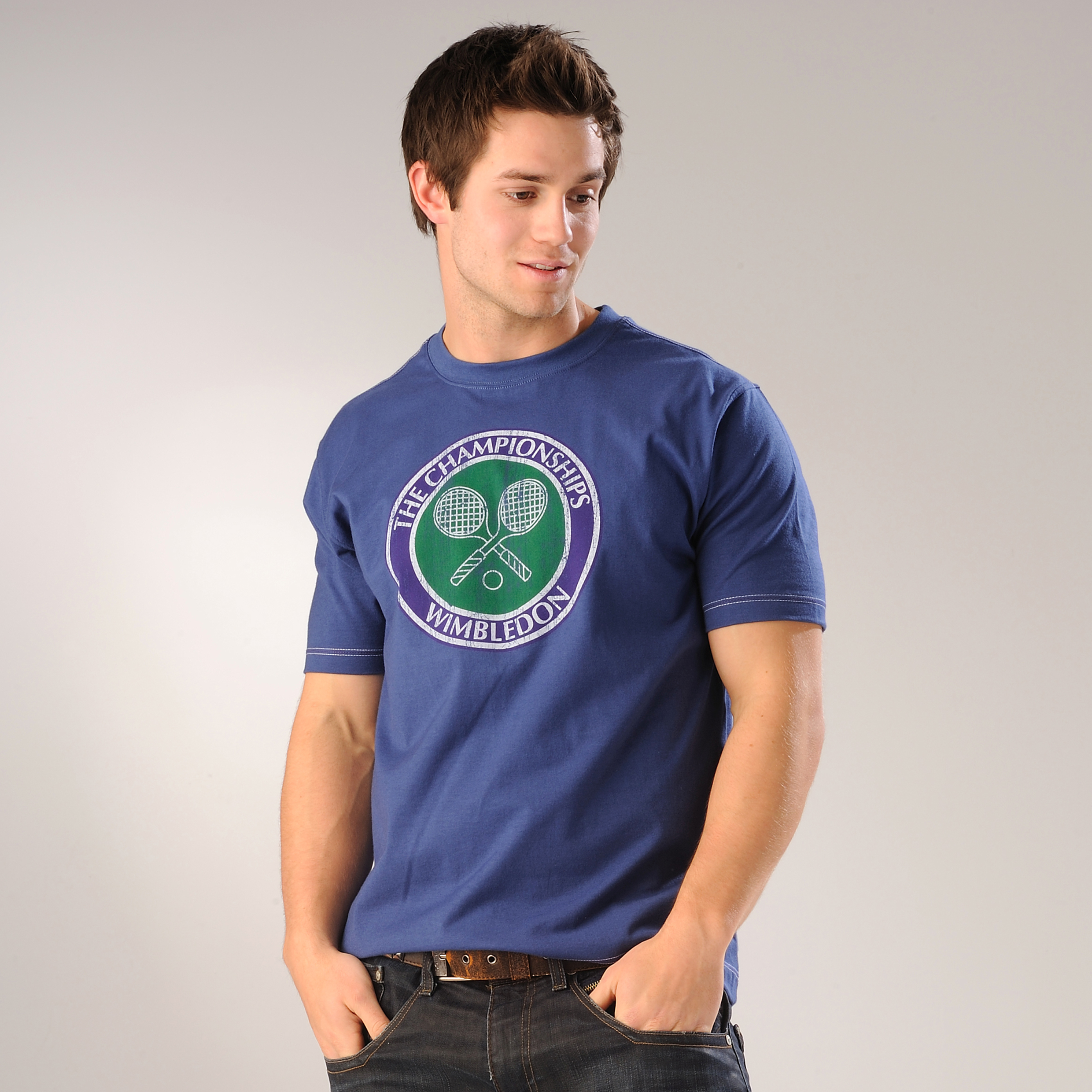 Wimbledon Classic Distressed Racquets T-Shirt - Navy