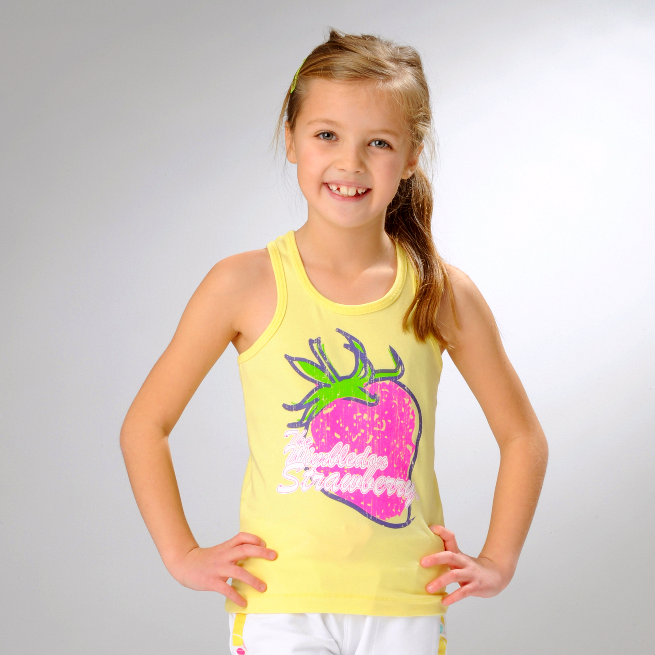 Wimbledon Strawberry Print Vest - Yellow - Girls