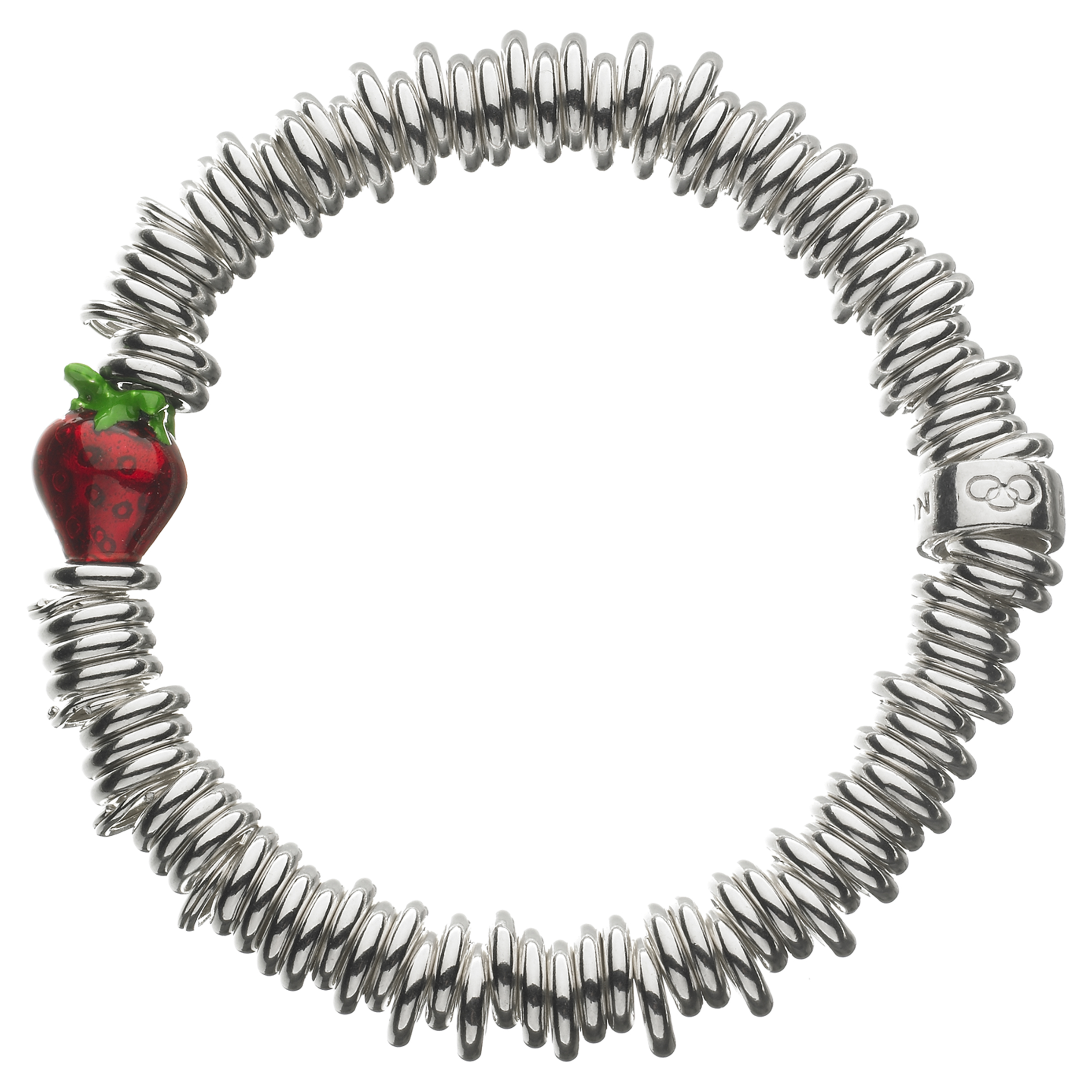 Wimbledon Sweetie Bracelet with Red Strawberry - Sterling Silver
